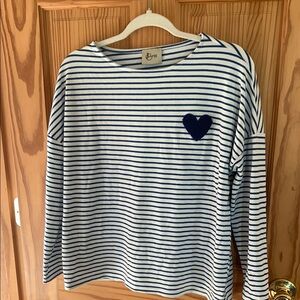 Blue and White Striped Long Sleeve Tee